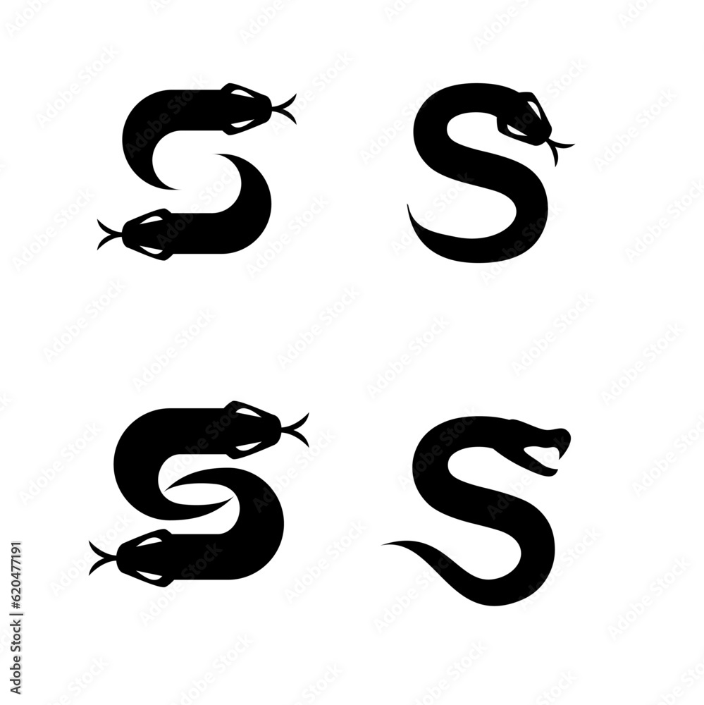 Obraz premium S Snake initial letter logo icon design set collection