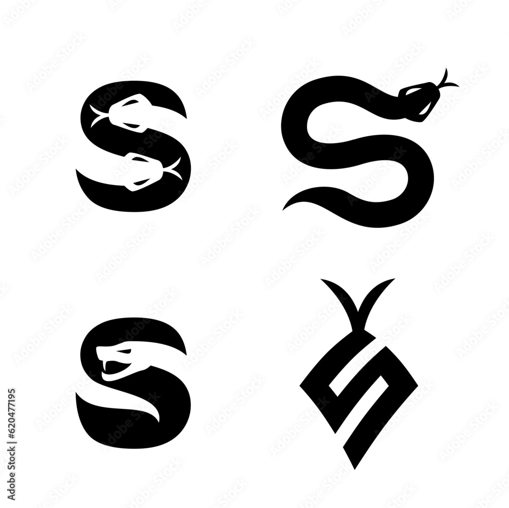 S Snake initial letter logo icon design set collection S Snake initial letter logo icon design set collection