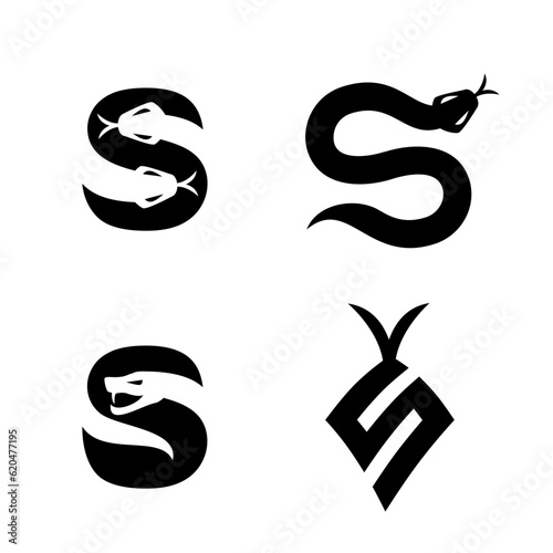 S Snake initial letter logo icon design set collection