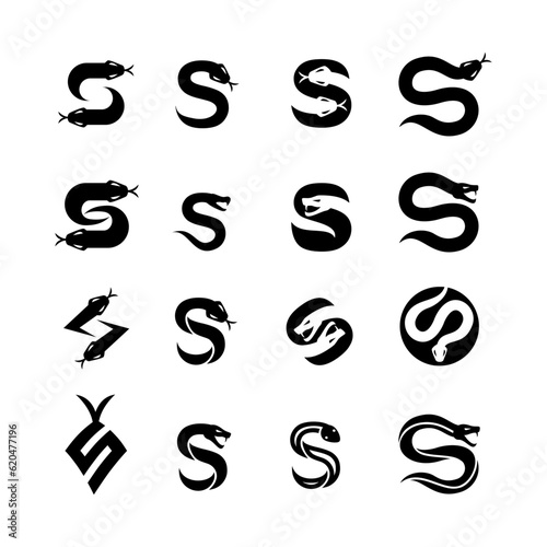 S Snake initial letter logo icon design set collection