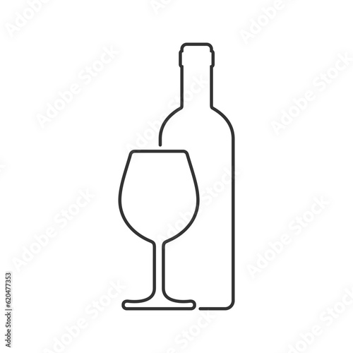 Wine bottle and glass graphic icon. Wine sign isolated on white background. Vector illustration