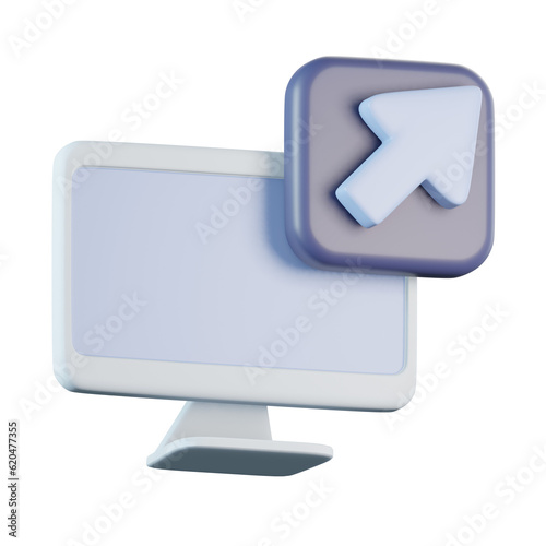 Computer with Outbound Link 3D Icon