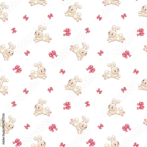 Fototapeta Naklejka Na Ścianę i Meble -  Hare Cute Character Seamless Pattern