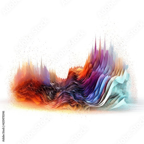 Visualization of sound waves. Abstract futuristic background with colorful glowing neon moving high speed wave lines and bokeh lights. Data transfer concept. Fantastic wallpaper. Generative AI