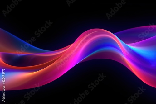 Visualization of sound waves. Abstract futuristic background with colorful glowing neon moving high speed wave lines and bokeh lights. Data transfer concept. Fantastic wallpaper. Generative AI