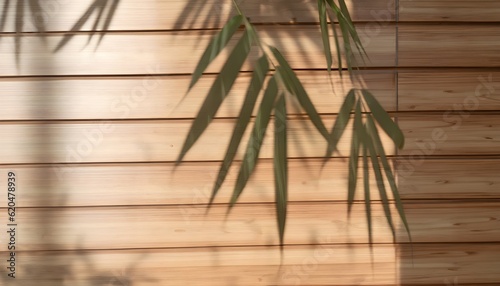 bamboo mattexture wallpaper shadow on brown wooden panel wall with wood grain for luxury product display  interior design soft and beautiful foliage dappled sunlight of tropical bamboo tree leaf