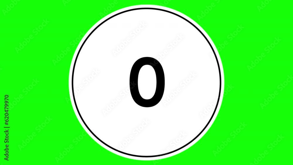 5 seconds simple countdown timer, circular cutout, chroma key background