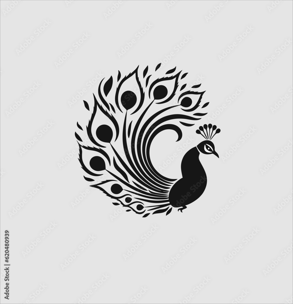 Obraz premium Peacock logo icon vector, beautiful bird illustration design