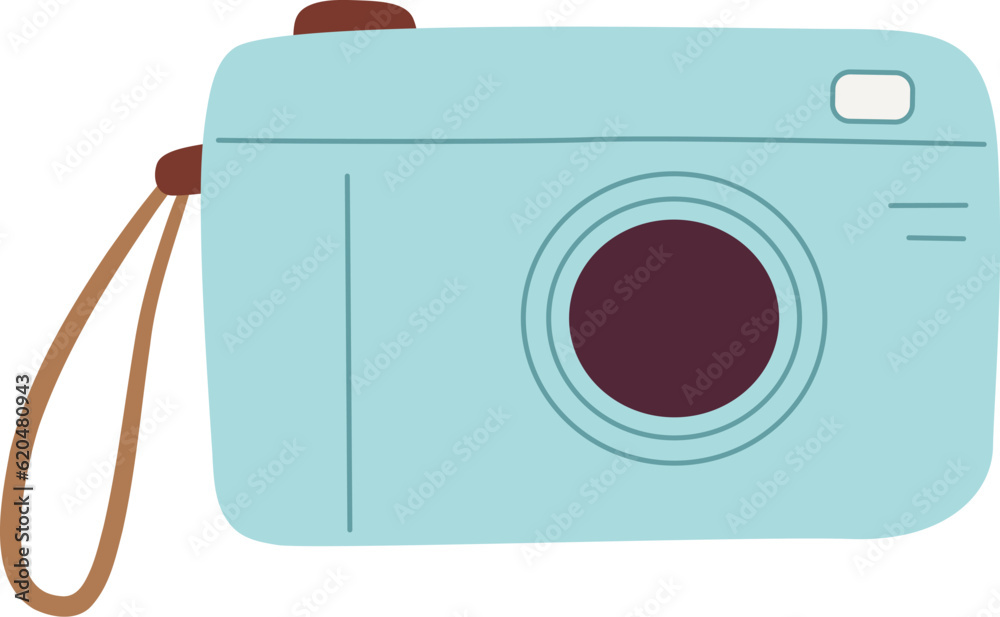 Cute camera flat vector illustration.