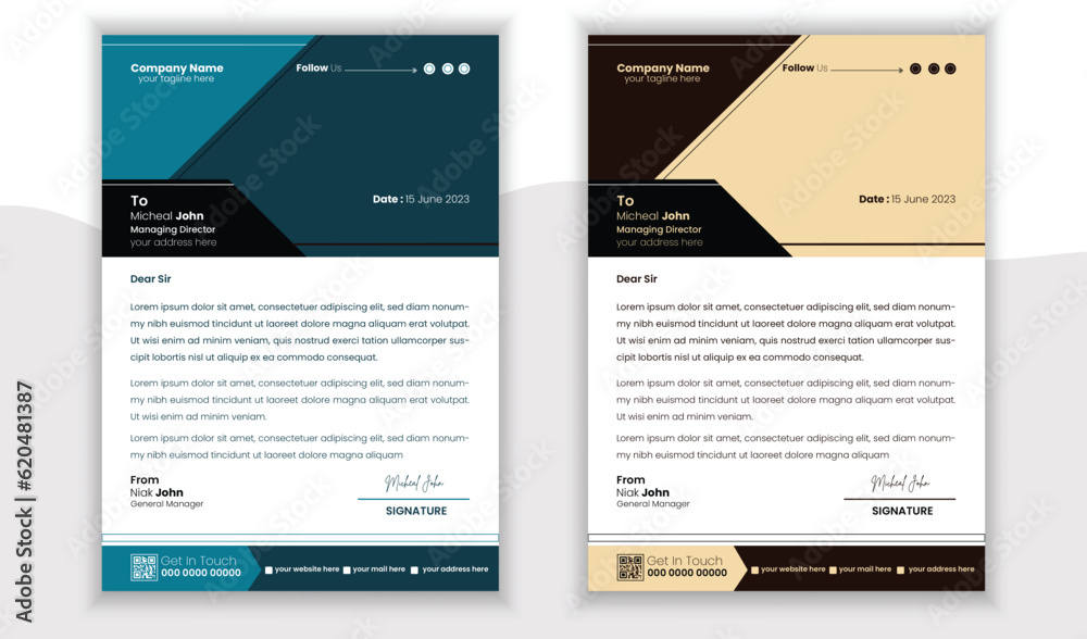 Vector Letterhead Design Template With Colorful Background