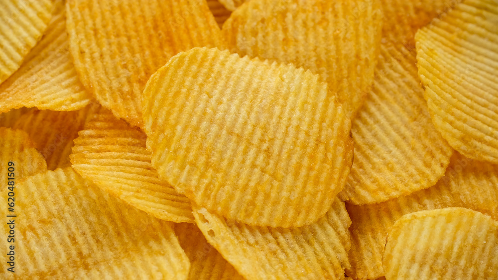 Wavy potato chips close up Wavy potato chips close up
