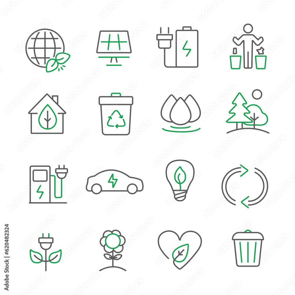 A set of environmental protection icons. A set of environmental protection icons.