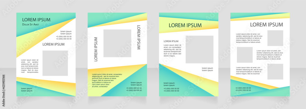 Colorful promotional blank brochure layout design. Professional marketing. Vertical poster template set with empty copy space for text. Premade corporate reports collection. Editable flyer paper pages