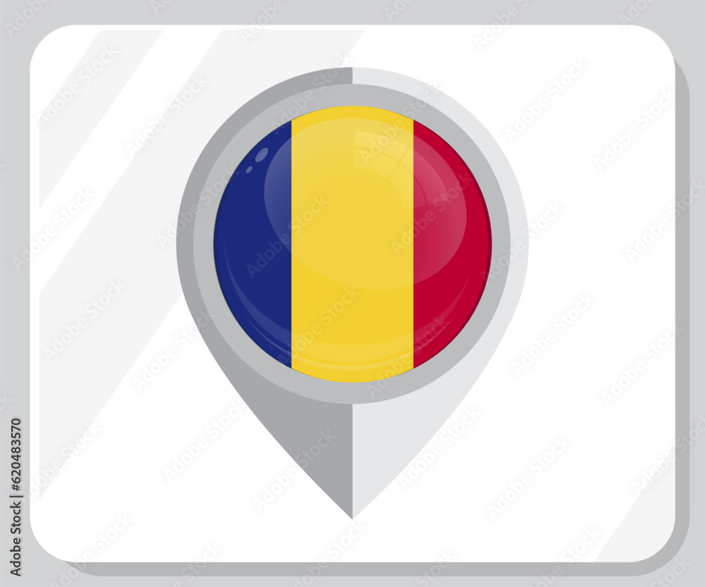 Fototapeta premium Romania Circle Glossy Pride Flag Icon 