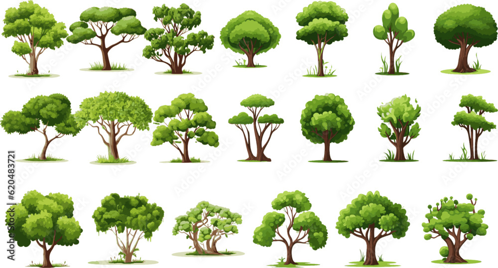 tree set graphic clipart design white background.
