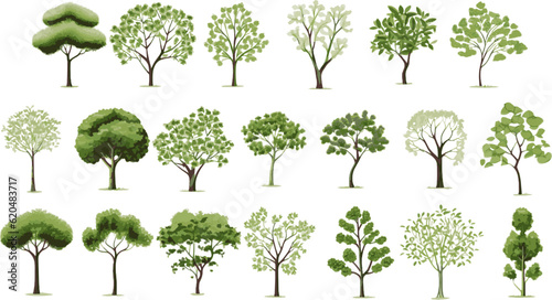 tree set graphic clipart design white background.