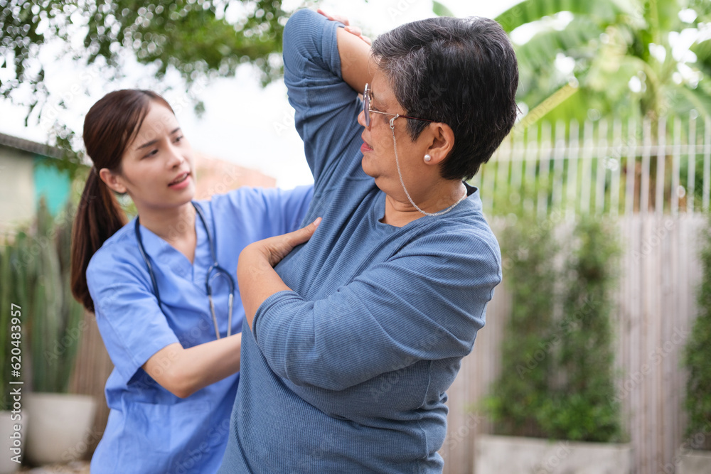 A nurse is caring for the elderly at home. A nurse is caring for the elderly at home.