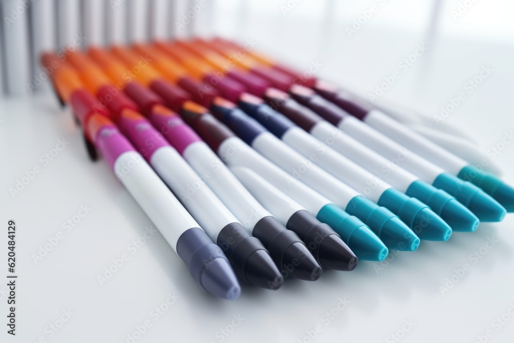 Colorful crayons and flomasters on paper background Colorful crayons and flomasters on paper background