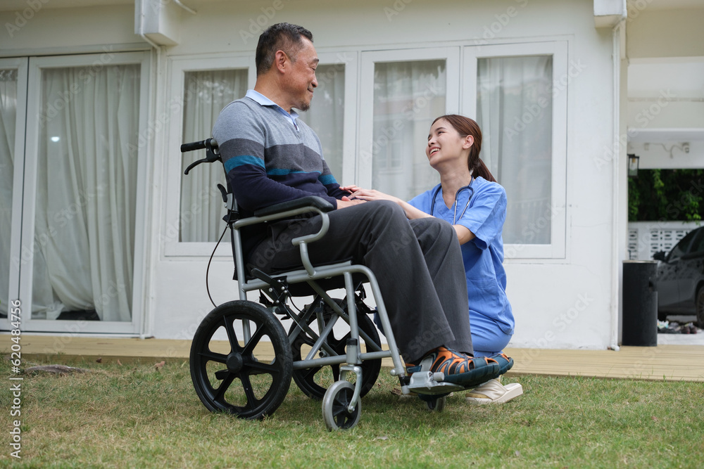 A nurse is caring for the elderly at home. A nurse is caring for the elderly at home.