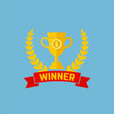 Winner, champion icon in flat style. Winner cup. Winner cup design. Trophy Icon art. Trophy Icon web. Trophy Icon new.  Design element in vector.