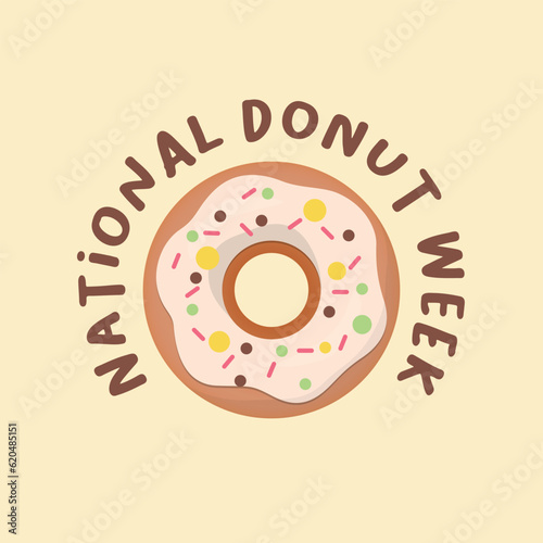 vector graphic of National Doughnut Week good for National Doughnut Week celebration. flat design. flyer design.flat illustration.