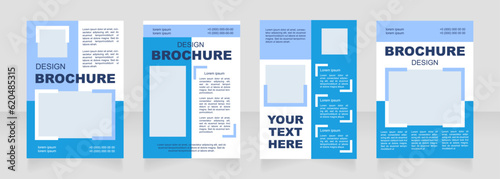 Promotional service blue blank brochure layout design. Recruiting service. Vertical poster template set with empty copy space for text. Premade corporate reports collection. Editable flyer paper pages