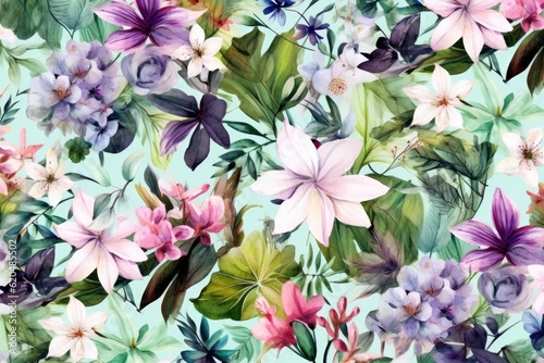 Watercolor summer flower background. Generative AI