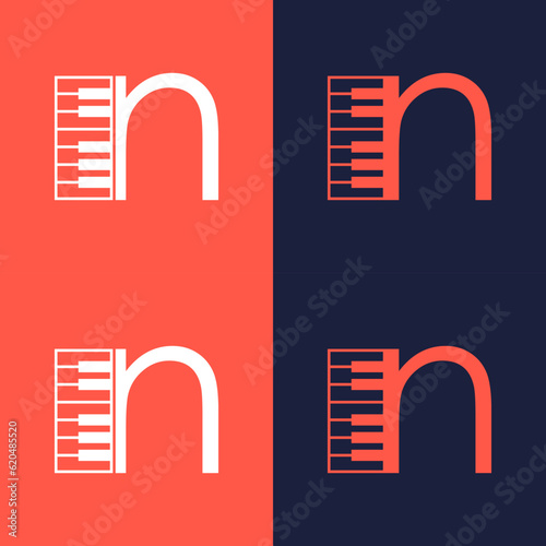 An illustration of the letter "N" in the shape of a musical note melody used for branding, brand identity, logo design, vector, business, and company