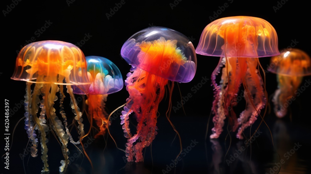 jellyfishes with black background jellyfishes with black background