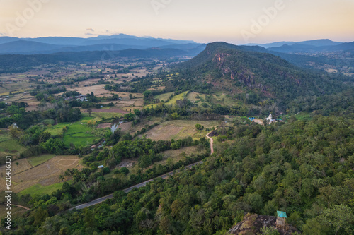 Landscape in the morning at Pha Muak mountain, border of Thailand and Laos, Loei province, Thailand.