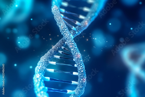 Double stranded DNA and bokeh background . Created by generative AI .