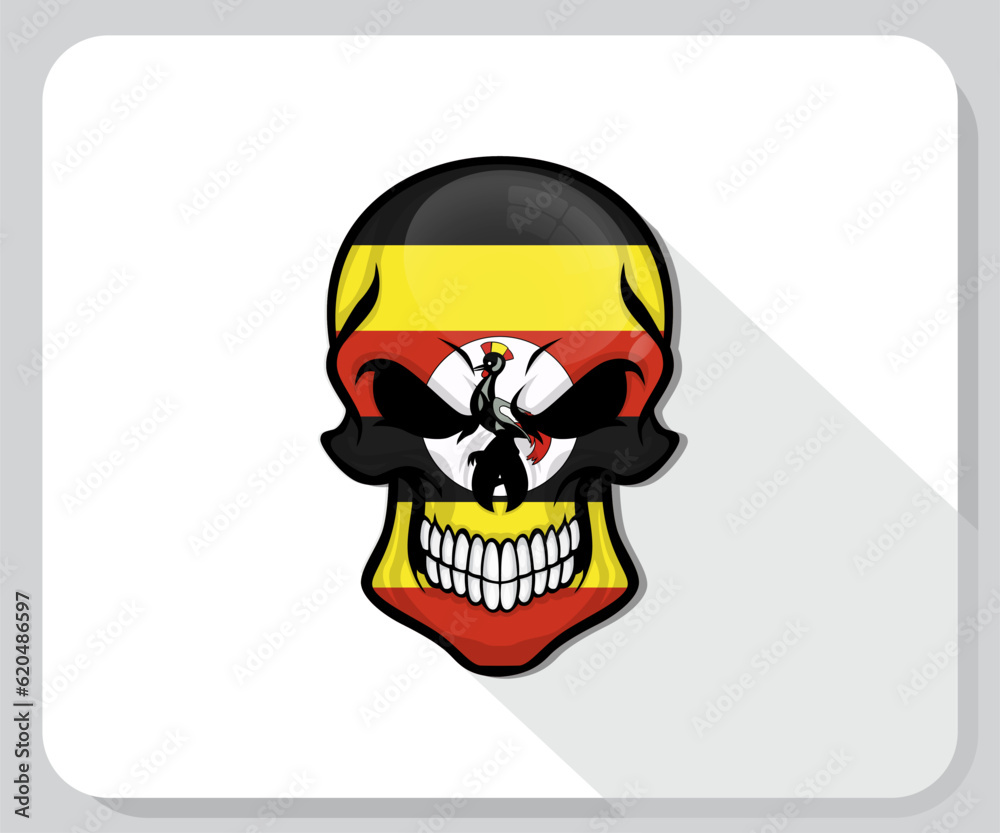 Uganda Skull Scary Flag Icon
