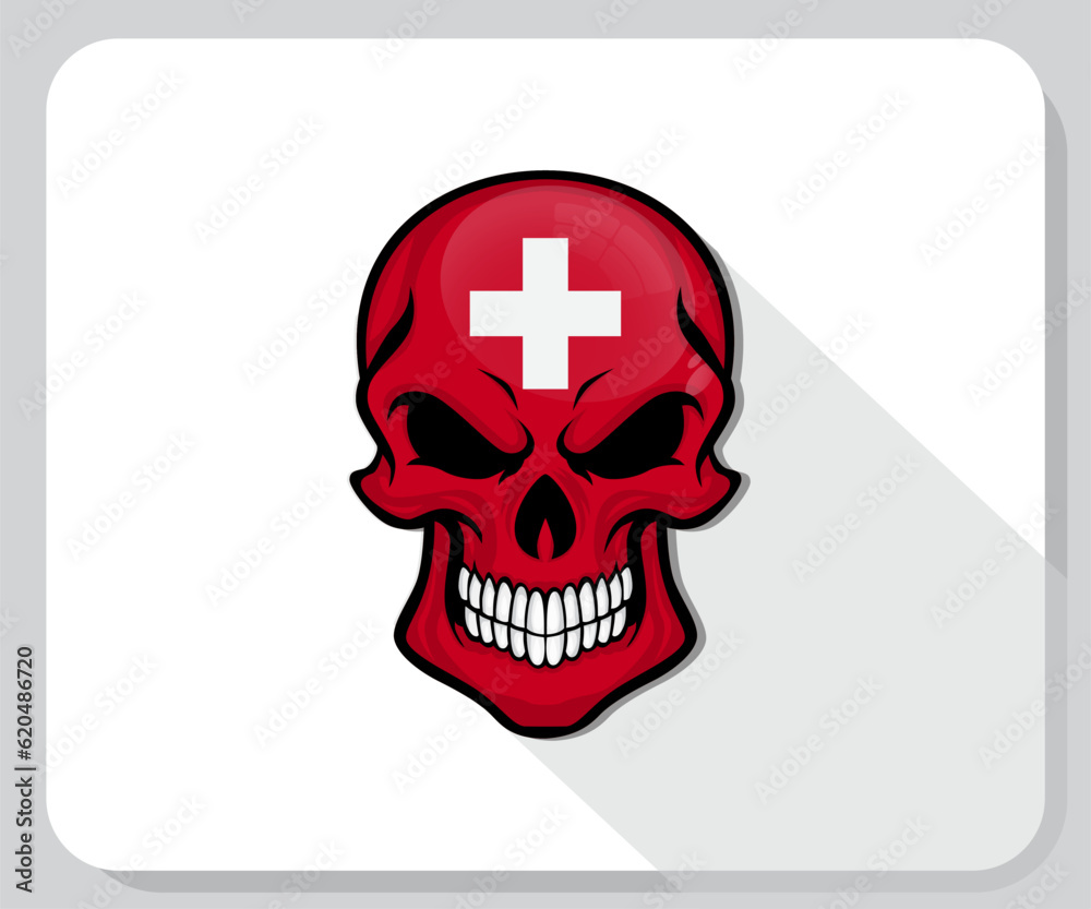 Switzerland Skull Scary Flag Icon
