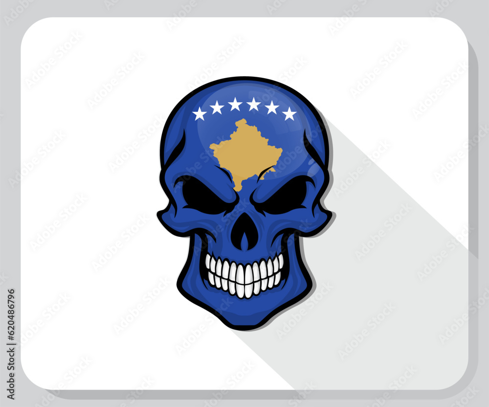 Kosovo Skull Scary Flag Icon
