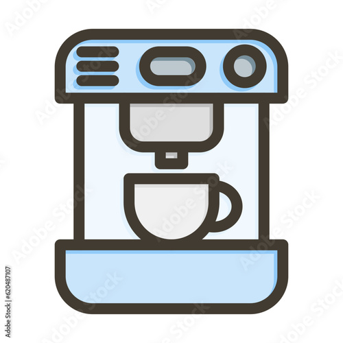 Coffee Machine Vector Thick Line Filled Colors Icon Design