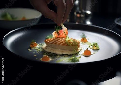 Sole Meunière being served at a fine dining restaurant on a unique, artistic plate