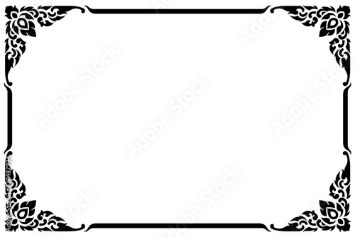 Horizontal Design of Thailand flower square frame border, stencil, invitation, greeting, printing, advertise vintage concept.