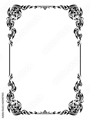 Vertical Design of Thailand flower square frame border, stencil, invitation, greeting, printing, advertise vintage concept
