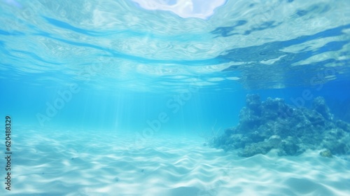 Underwater view of sunny serene sea