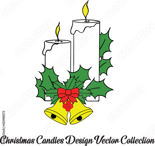 Christmas Candles Design Vector Collection