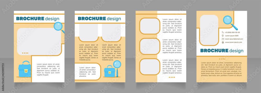 How to find best job offers blank brochure design. Template set with copy space for text. Premade corporate reports collection. Editable 4 paper pages. Nunito Light, Bold fonts used