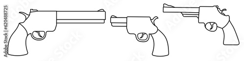 Revolver icon vector set. weapon illustration sign collection. pistol symbol or logo.