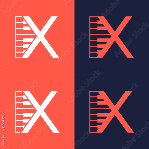 An illustration of the letter "X" in the shape of a musical note melody used for branding, brand identity, logo design, vector, business, and company