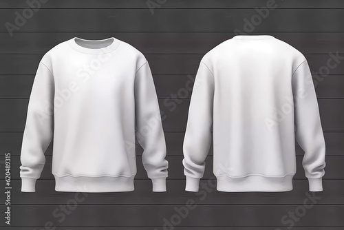 Blank white sweatshirt mock up front and back view. Generative ai design.