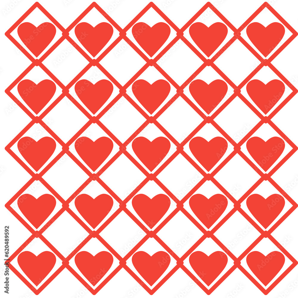 Fototapeta premium seamless pattern with hearts on wire fence