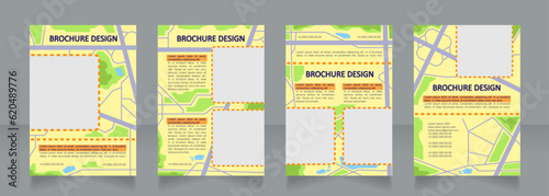 Regional planning blank brochure design. Traffic regulation. Template set with copy space for text. Premade corporate reports collection. Editable 4 paper pages. Calibri, Arial fonts used