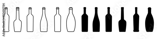 Wine bottle icon vector set. Wine illustration sign collection. bottle symbol or logo. photo