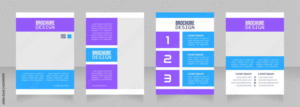 Educational seminar blank brochure design. Template set with copy space for text. Premade corporate reports collection. Editable 4 paper pages. Bebas Neue, Lucida Console, Roboto Light fonts used