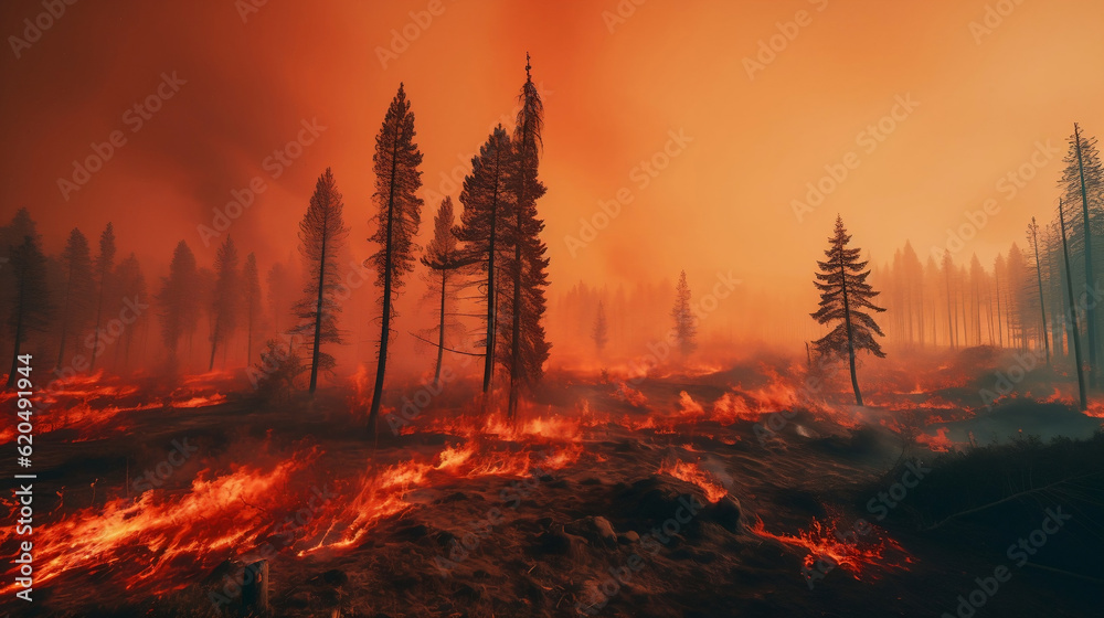 Devastating phenomenon of wildfires. The power and destructive nature of these uncontrollable blazes, Generative Ai Devastating phenomenon of wildfires. The power and destructive nature of these uncontrollable blazes, Generative Ai