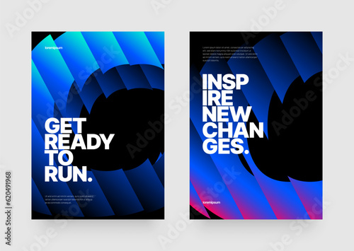 Vector layout template design for run, championship or sports event. Poster design with fluted glass effect. Design for flyer, poster, cover, brochure, banner or any layout.